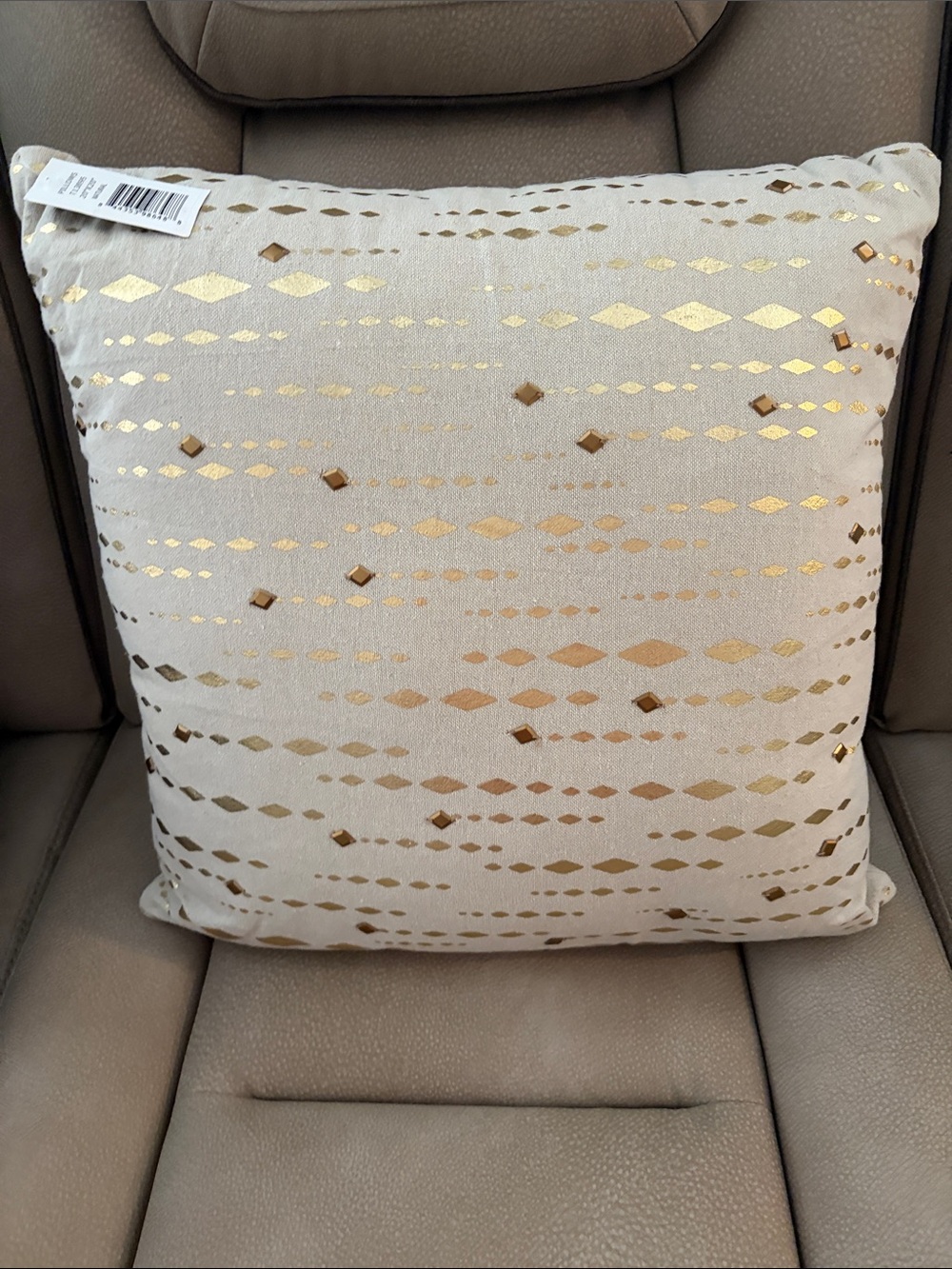 Target Cream Throw Pillow with Gold Foil Diamond Accents